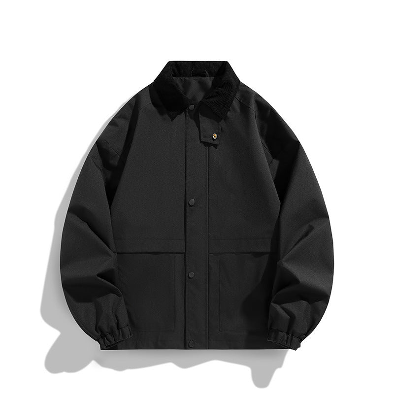 Herr oversize funktionsjacka med Cord Krage och Tryckknapp Front