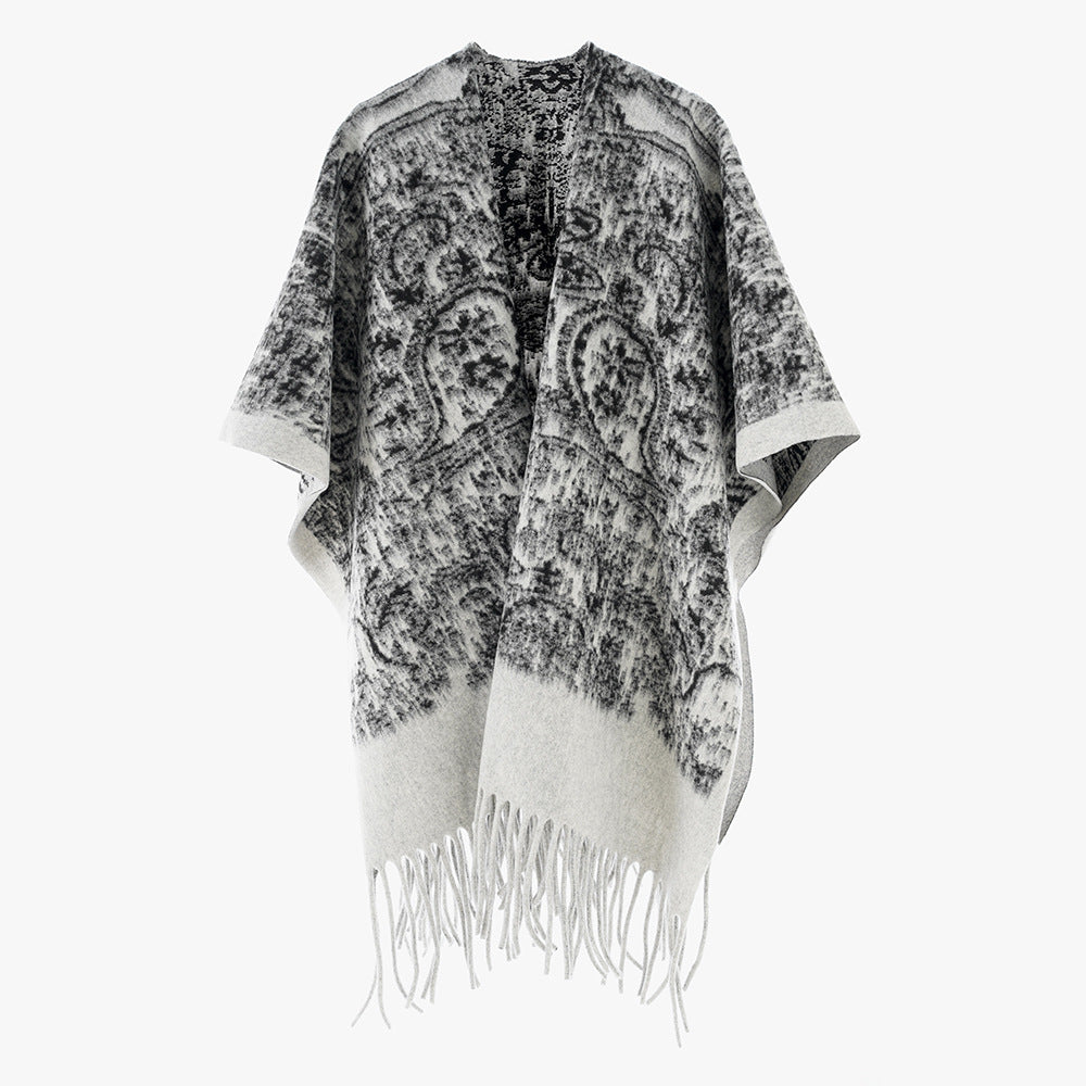 Dam Fringe Cape i mysig ullblandning med Structured Vintage look