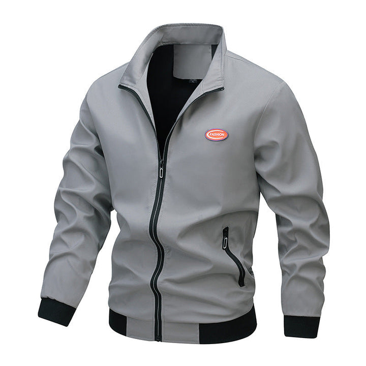 Herr Lätt Zip-Up Bomber Stil Training Jacka med Stående Krage och Wind-Resistant Microfiber Skal