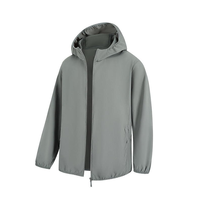 Herr Lätt Water-Repellent Jacka med Huva med Concealed Dragkedja och Dragsko