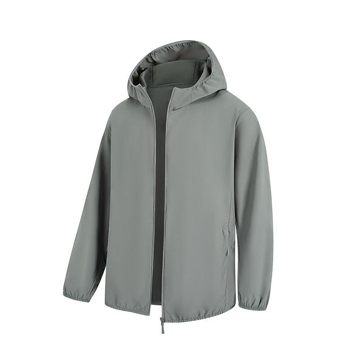 Herr Lätt Water-Repellent Jacka med Huva med Concealed Dragkedja och Dragsko