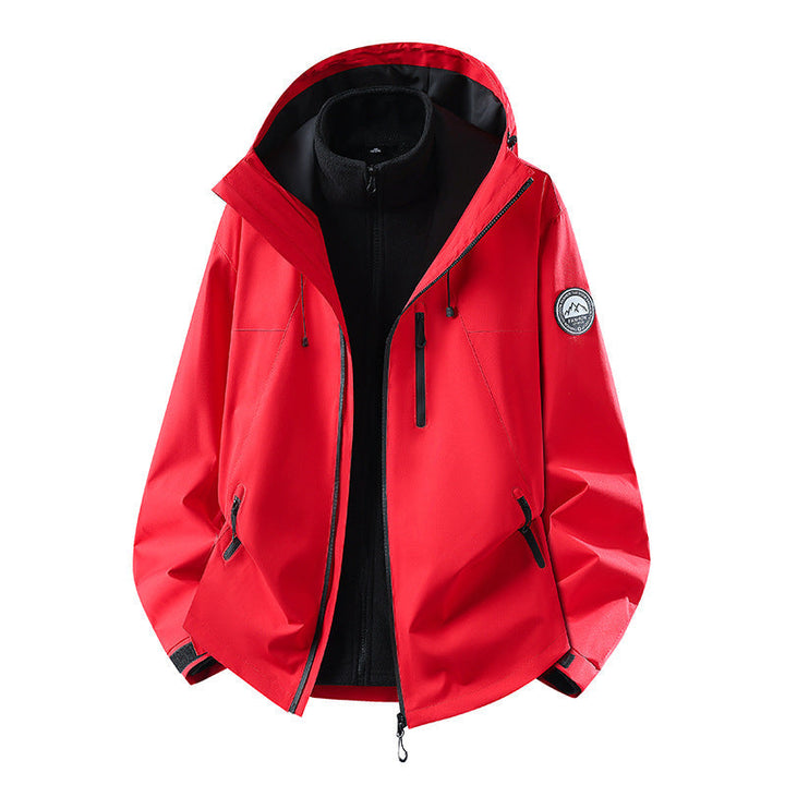 Herr Three-Piece Softshell Frilufts Jacka med Avtagbar Fleecefoder och Huva