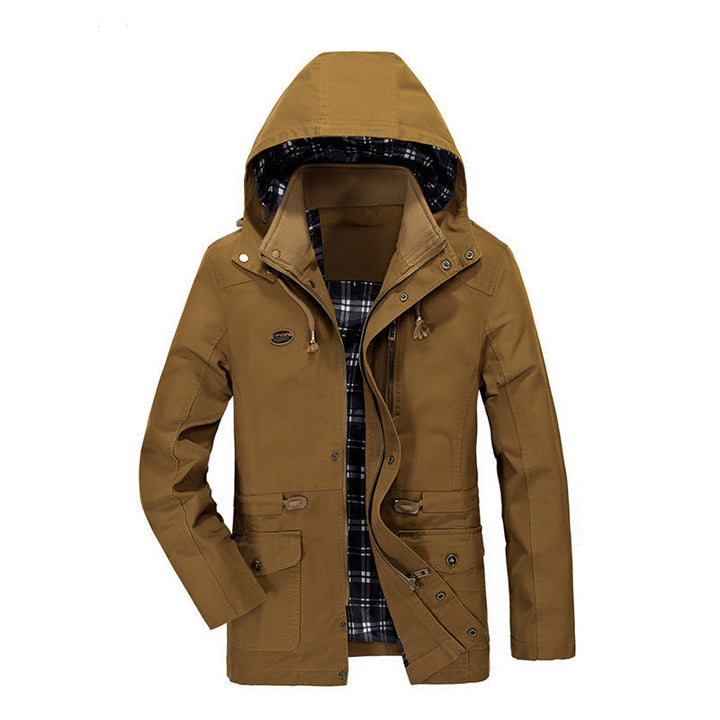 Herr Urban Övergångs Parka med Rutig Foder, Dold Dragkedja, och Multi-Functional Fickor