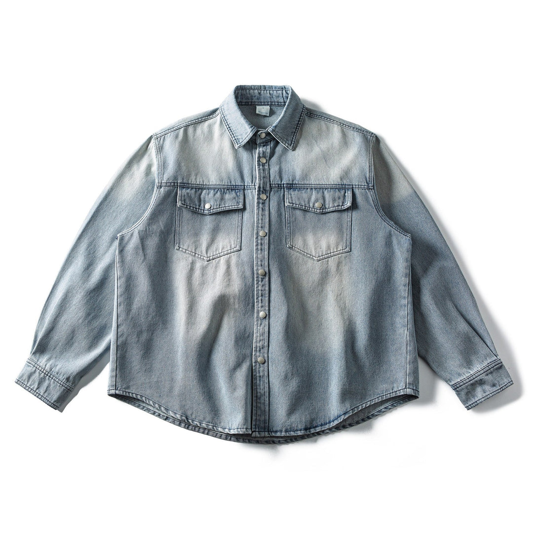 Dam Bred Denim Jacka i Oversized Skärning med Tryckknappsslå, Western Bröst Fickor och Rounded Fåll