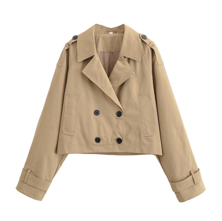 Dam Kort Dubbel-Breasted Trench Jacka i Kort Workwear Look