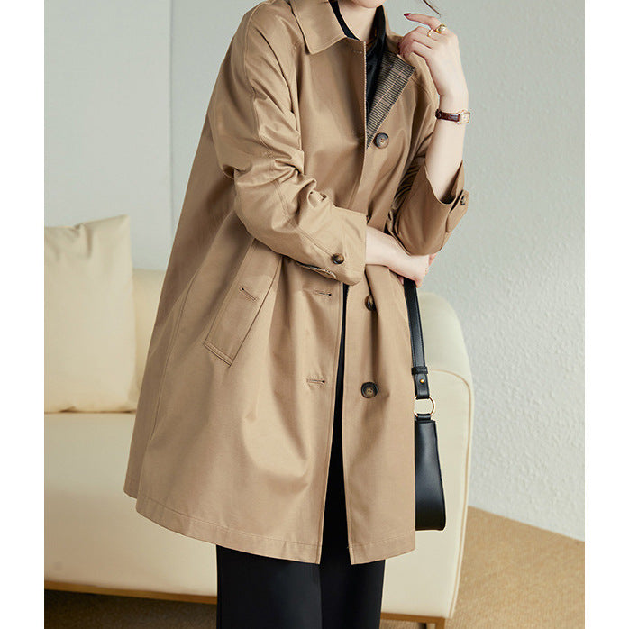 Dam stilren trench jacka med Chic krage och praktiska fickor