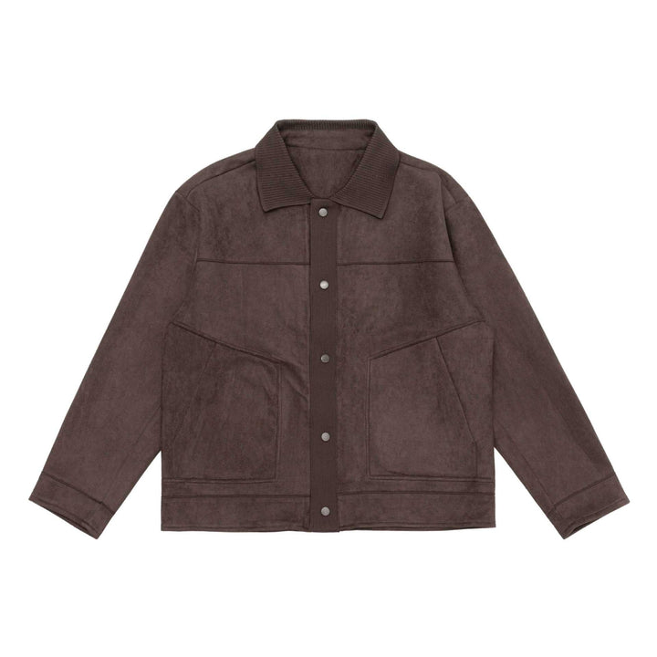 Herr overshirt jacka tillverkad av textured velour med ribbad krage