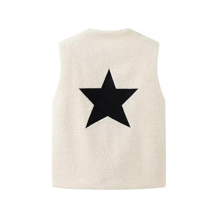 Dam mysig sleeveless bouclé väst med V-neck och satin foder