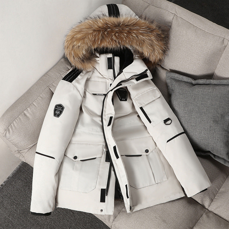 Herr Technical Insulated Vinter Parka med Uttagbar Faux Fur Huva och Multifunctional Fickor