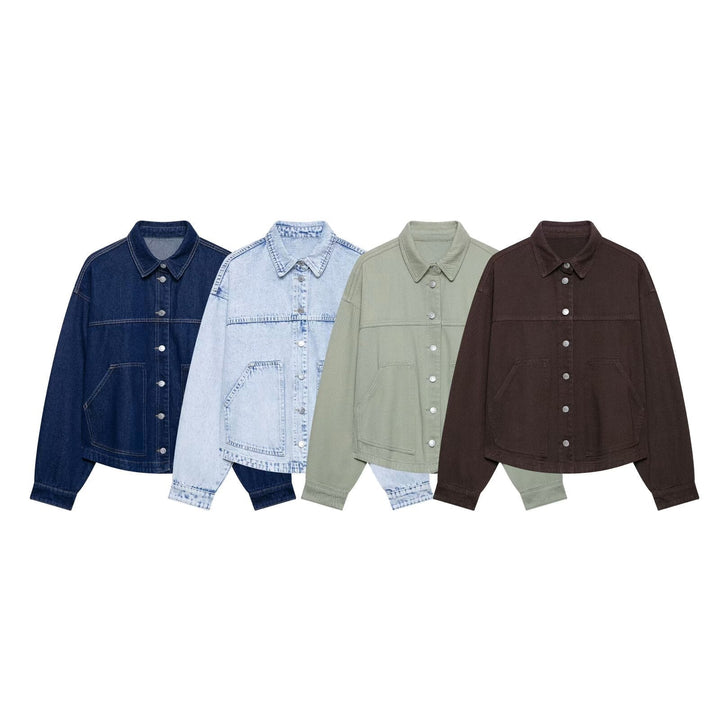 Dam Oversize Worker Jacka Tillverkad av Bomull Twill