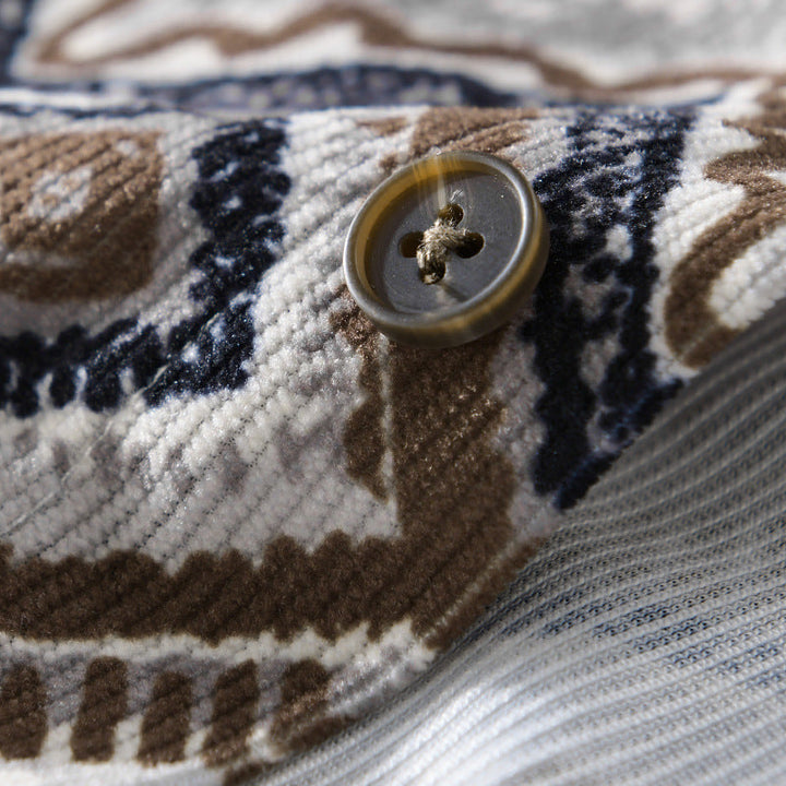Herr Patterned Overshirt i Avslappnad Passform med Geometrisk Diamant Tryck och Bröstficka