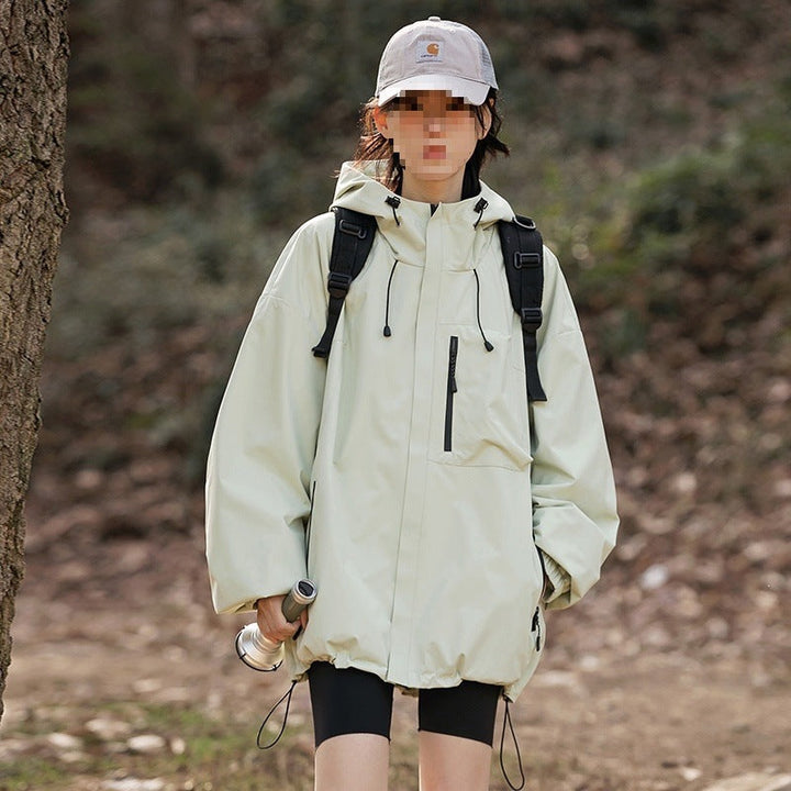 Dam Technical Oversize Outdoorjacka med Huva, Vattenavvisande Shell &amp; Drawstring