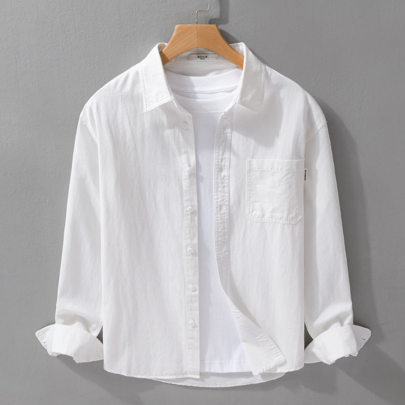 Herr Lätt Bomull Overshirt med Bröstficka och Avslappnad Passform