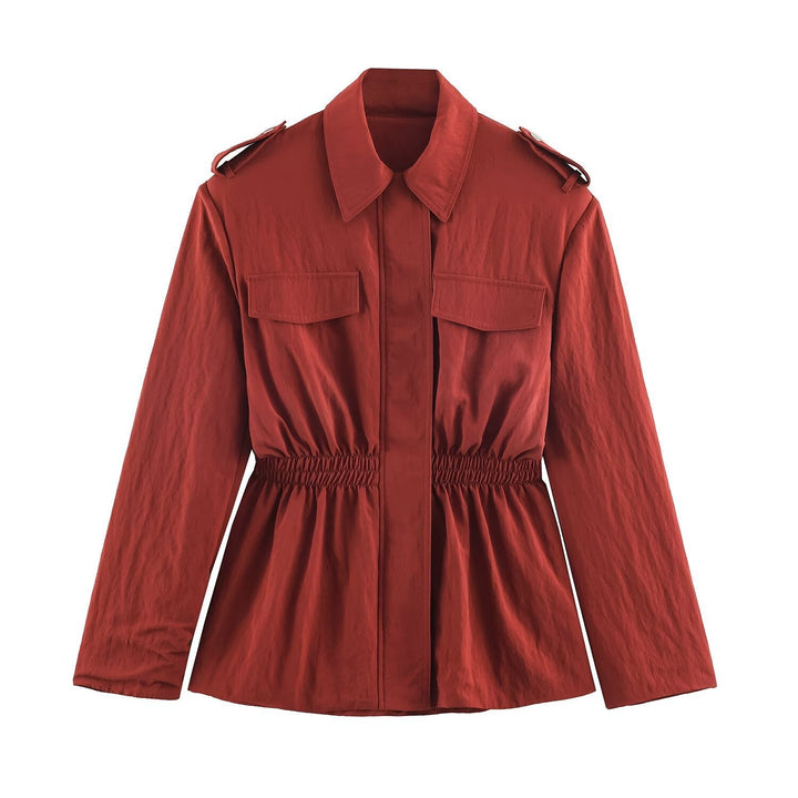 Dam Tailored Fältjacka med Drawstring och Shoulder Epaulettes