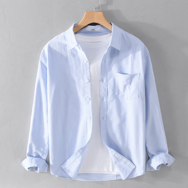 Herr Casual Bomull Layering Overshirt med Kent Krage, Bröstficka, och Mjuk Twill Finish