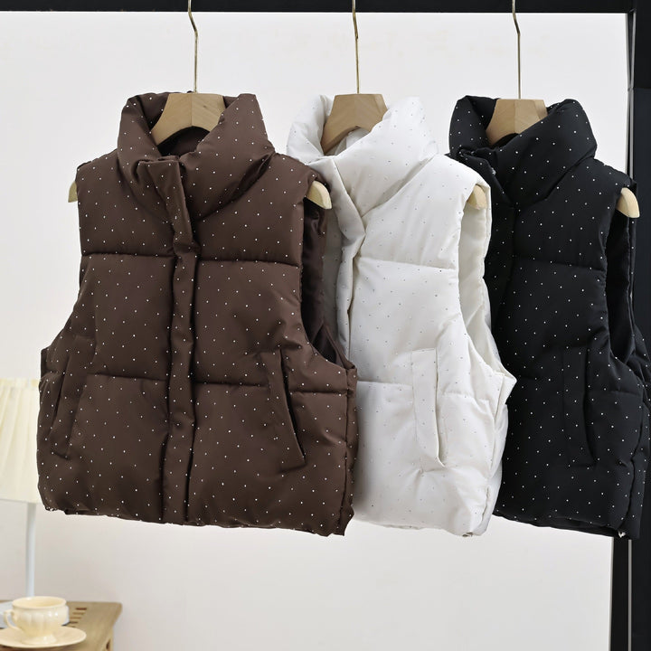 Dam Isolerad Sleeveless Vadderad Gilet med Quiltad Ståkrage