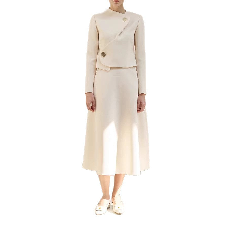 Dam elegant kort blazer jacka med asymmetric skärning
