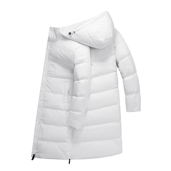 Dam Maxi-lång Stretch Thermo kviltad kappa med 3D Quilt och justerbar huva
