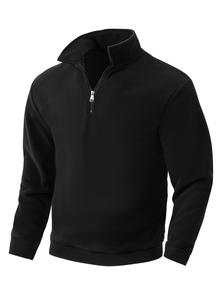 Herr Nano Fleece Halv Dragkedja Pullover med Ståkrage, Mjuk Teddy Fleece och Elastiska Muddar