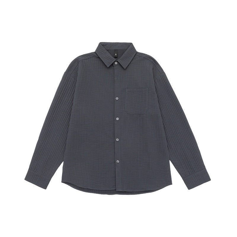 Unisex Textured Oversized Skjorta Jacka med Waffle Structure och Bröstficka