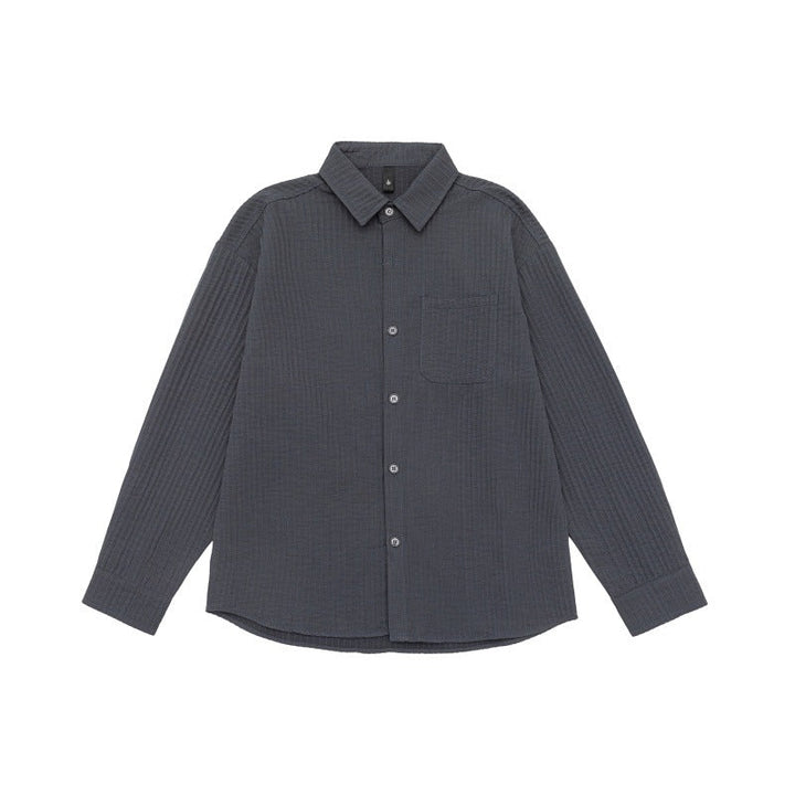 Unisex Textured Oversized Skjorta Jacka med Waffle Structure och Bröstficka