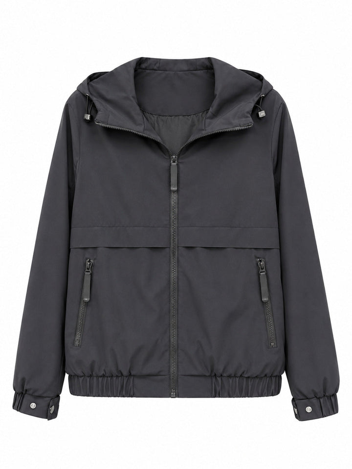 Dam lätt med huva Windbreaker med vattenavvisande Coating, dragkedja och Elastic fåll