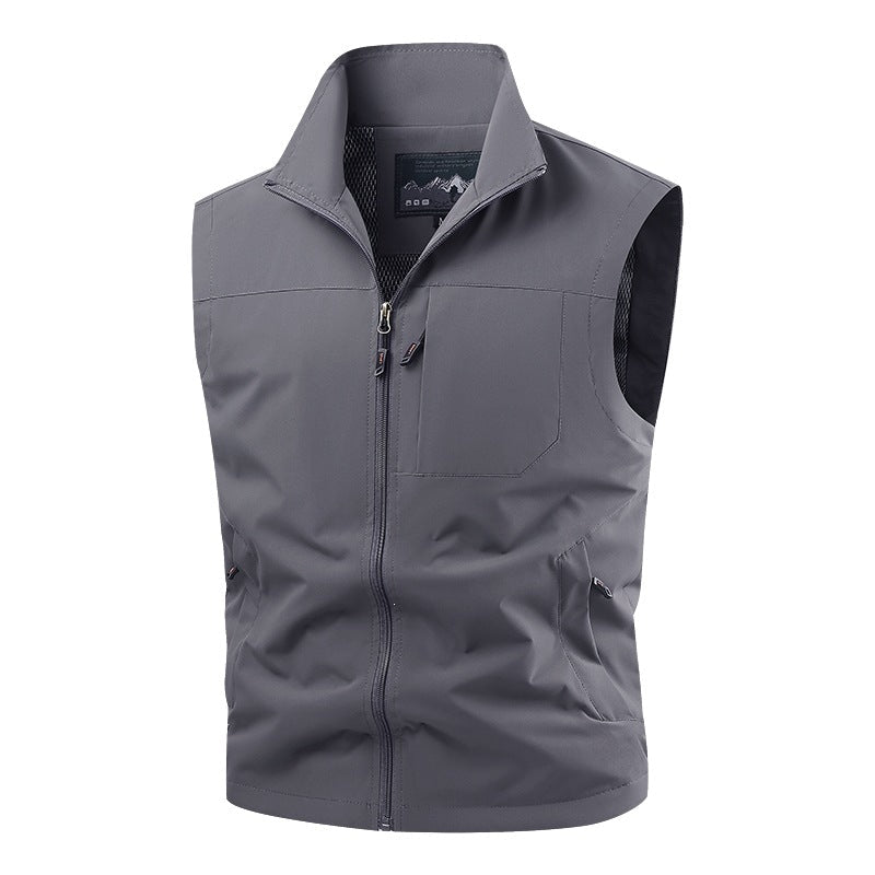Herr Softshell Taktisk Väst med Andningsbar Mesh Foder och Dragkedja Fickor