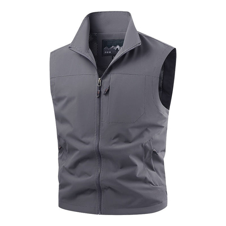 Herr Softshell Taktisk Väst med Andningsbar Mesh Foder och Dragkedja Fickor