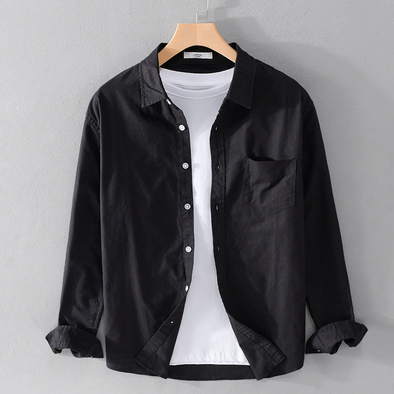 Herr Casual Bomull Layering Overshirt med Kent Krage, Bröstficka, och Mjuk Twill Finish