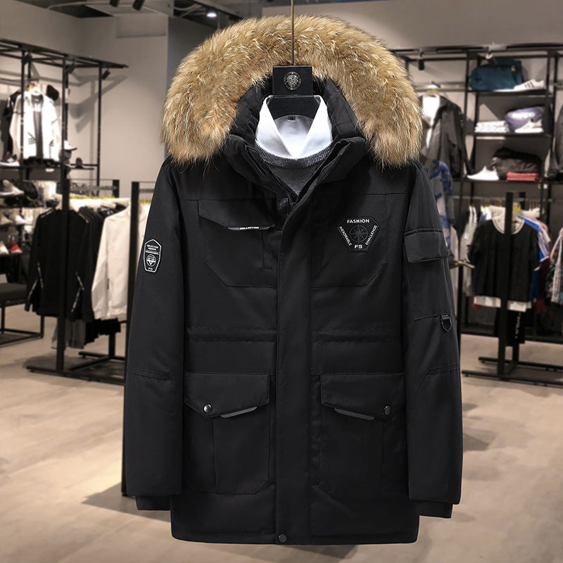 Herr Technical Insulated Vinter Parka med Uttagbar Faux Fur Huva och Multifunctional Fickor