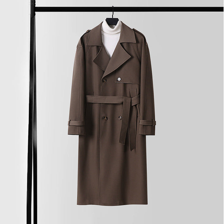 Dam elegant Maxi trenchcoat gjord ullblandning med vid shawl krage och knytband