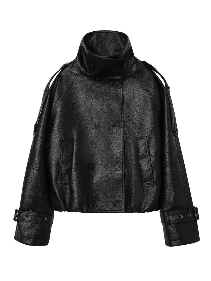 Dam Modern Oversize Läder Jacka
