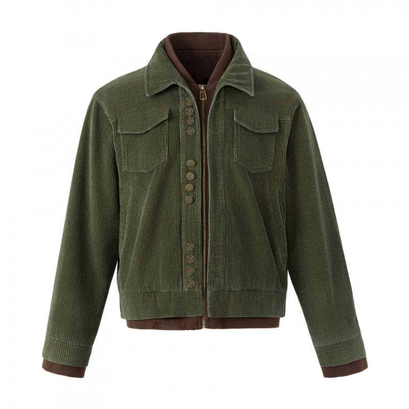 Herr boxig Manchester Blouson Jacka med Double Front, fickor med lock och ribbad fåll
