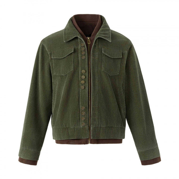 Herr boxig Manchester Blouson Jacka med Double Front, fickor med lock och ribbad fåll