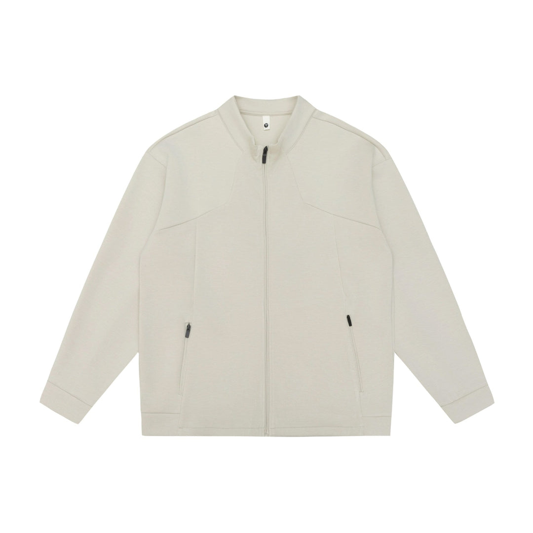 Unisex Oversized Dragkedja Jacka Gjord av Kraftig Bomullsblandning med Ståkrage och Dragkedja Fickor