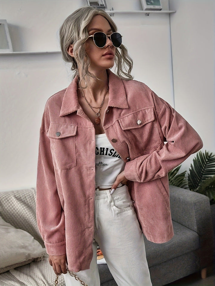 Dam manchester overshirt med påsydda fickor och oversized skärning