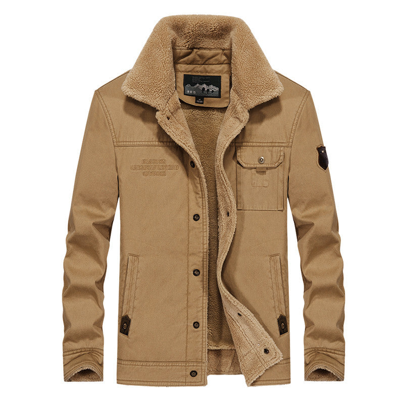 Herr Sherpa-Fodrad Canvas Trucker Jacka med Termisk Foder och Bröstfickor