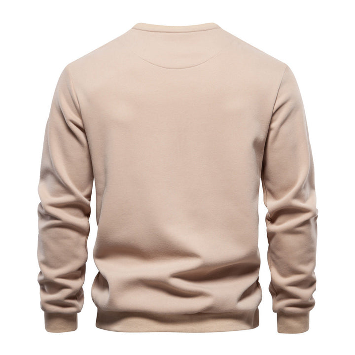 Herr Nano College-Tröja med Round Neck, Lapp Bröstficka med Horizontal Dragkedja och Ribbad Fåll