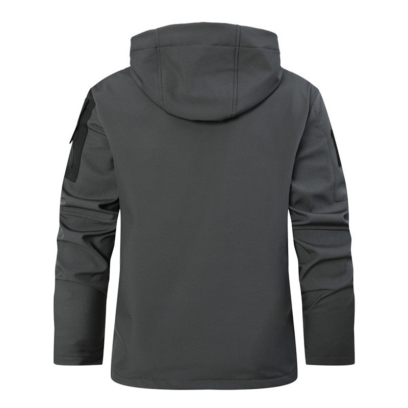 Herr softshell taktisk Jacka med fleecefoder, Huva och flerafunktionell Fickor