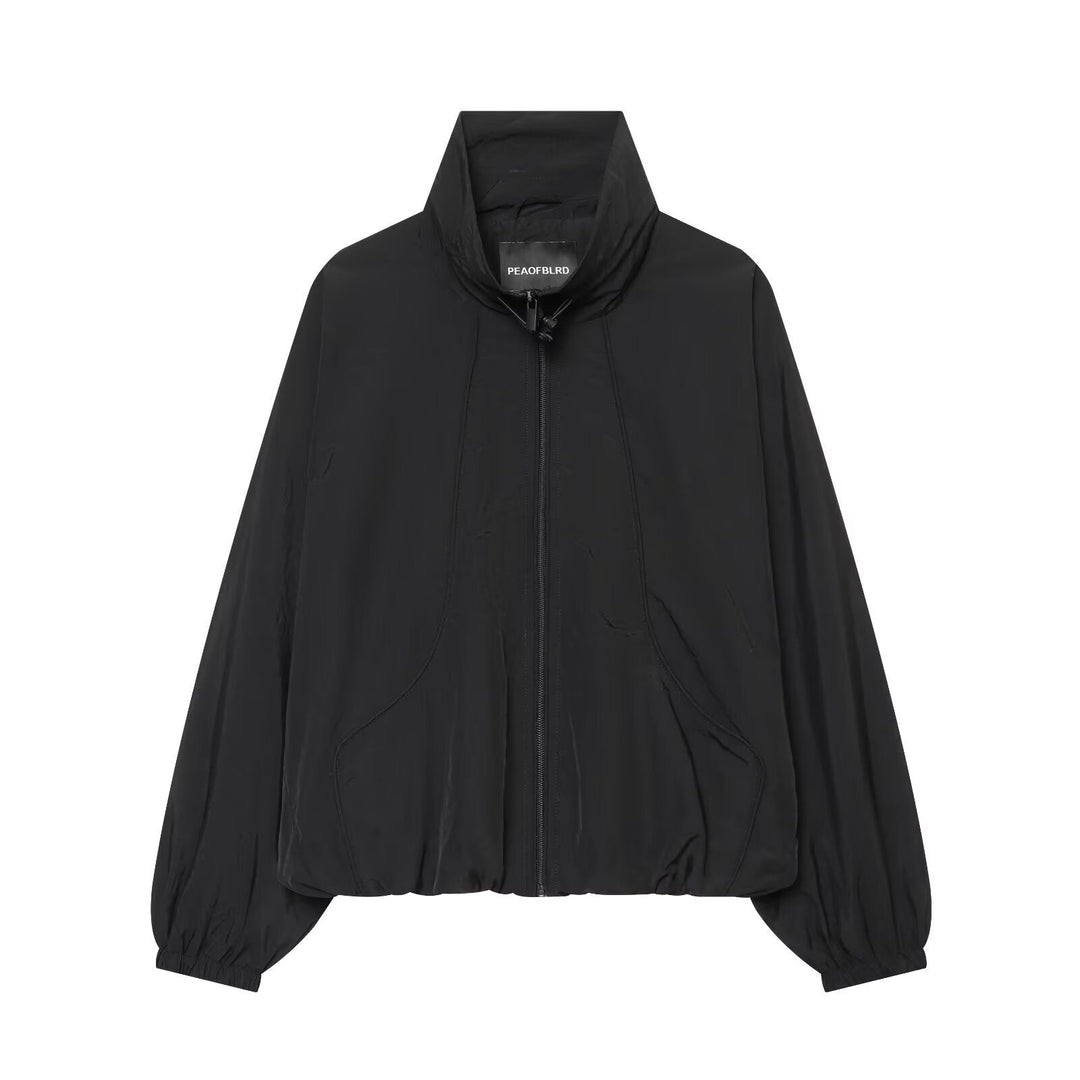 Dam Lätt Vadderad Windbreaker med Stå Krage och Prickig Prick Tryck
