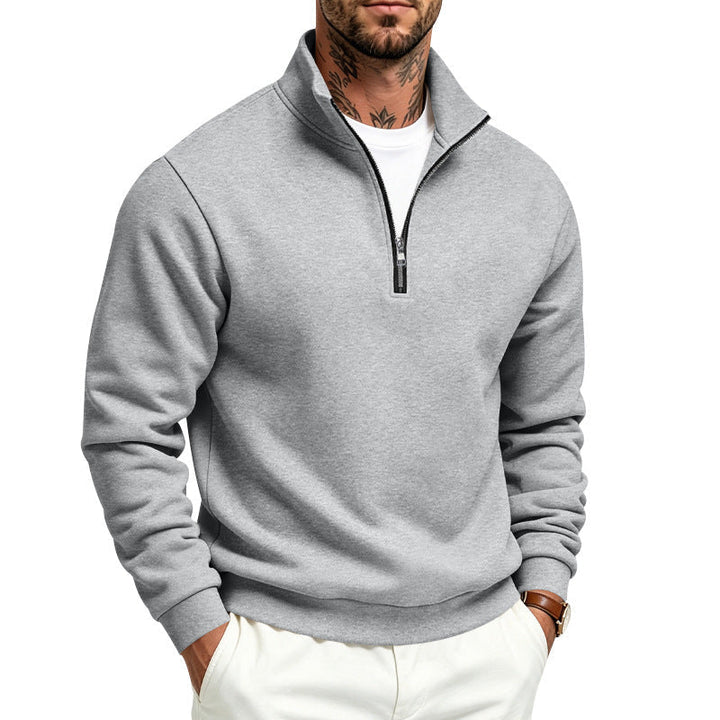 Herr Halv Dragkedja College-Tröja med Turtleneck och Mjuk Fleece Inner Side