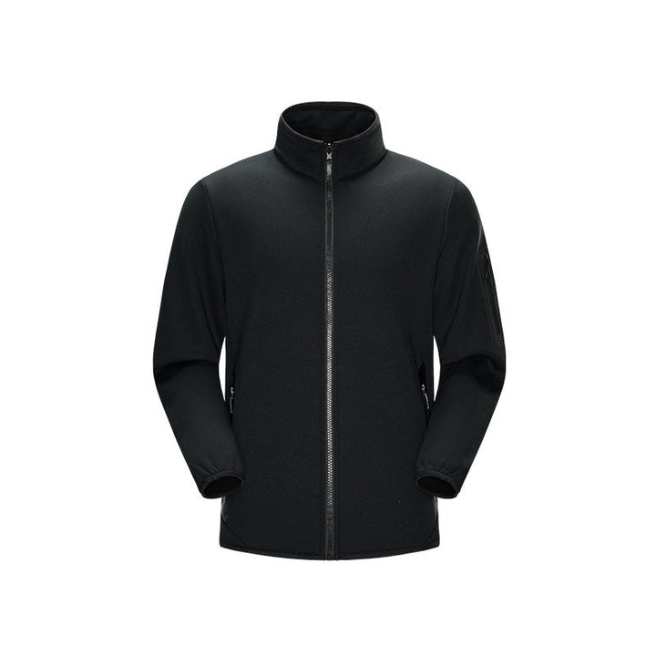 Herr Lätt Softshell Fleece Jacka med Ståkrage, Hel Dragkedja och Arm Ficka