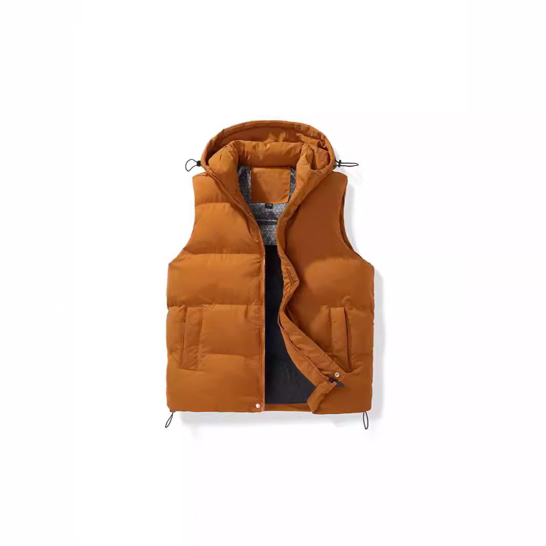 Unisex vadderad Hooded väst med Thermal Insulation och Drawstring