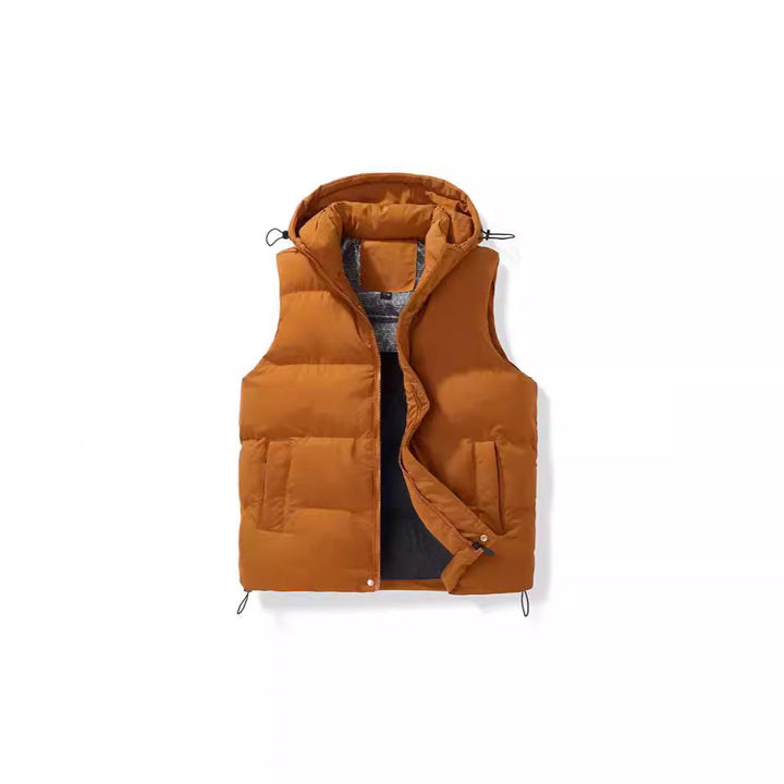Unisex vadderad Hooded väst med Thermal Insulation och Drawstring