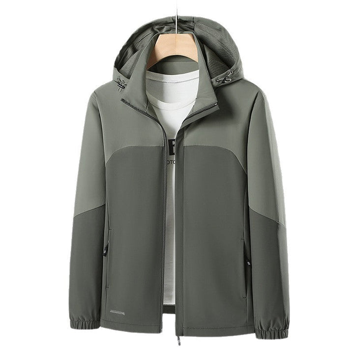 Herr lätt softshell Windbreaker med huva, vattenavvisande Membran och fickor med dragkedja