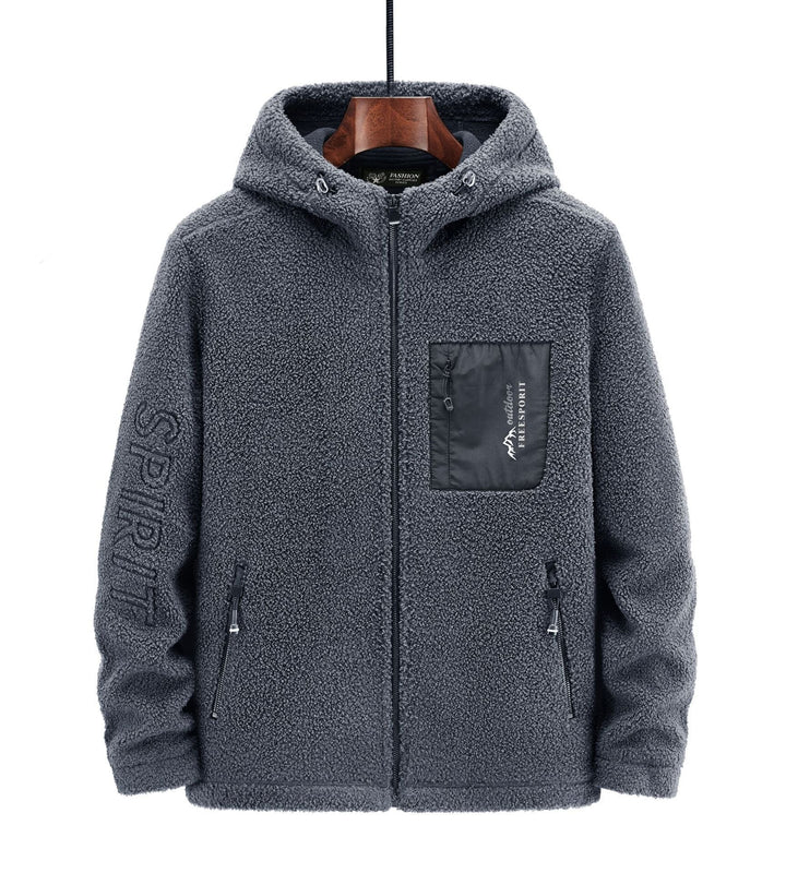Herr Sherpa-Fleece med Dragkedja Luvtröja med Dragkedja och Bröstficka
