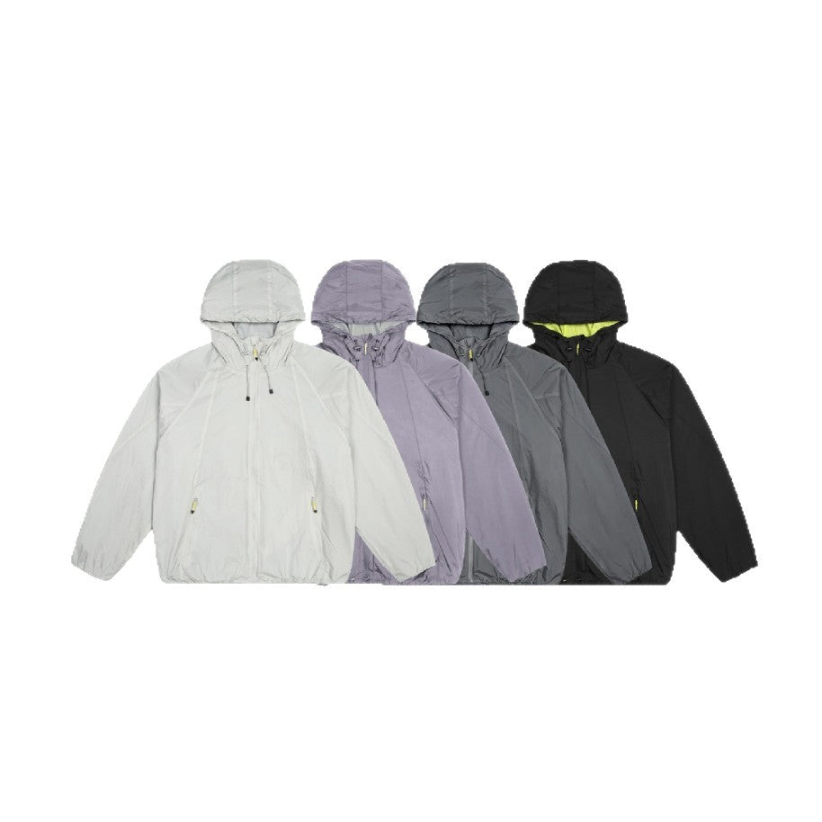 Unisex Lätt Vindjacka med Adjustable Huva, Packable Nylon Jacka
