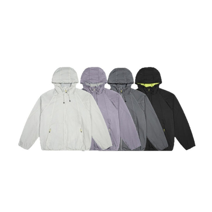 Unisex Lätt Vindjacka med Adjustable Huva, Packable Nylon Jacka
