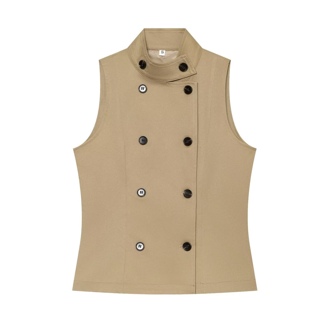 Dam Sleeveless Double-Breasted Trench-Inspired Väst