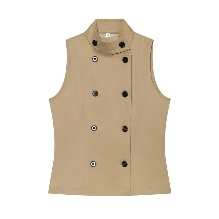 Dam Sleeveless Double-Breasted Trench-Inspired Väst